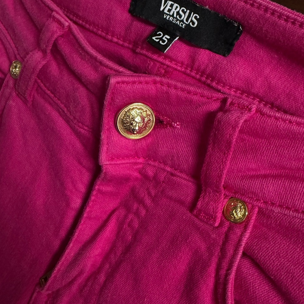 Versus Versace Women's Fuchsia Jeans with Gold Accents